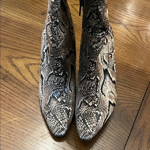 Vince Camuto Snakeskin Heeled Boots - Tan and Black - Picture 3 of 13
